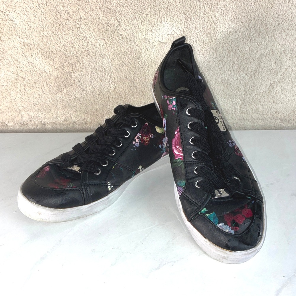 G by Guess Black Floral Sneakers - 9M - Low Top Lace Up GGMALLORY5-R Boho Chic